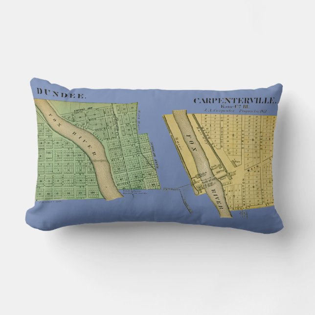 CARPENTERSVILLE DUNDEE ILLINOIS 1871 MAP LUMBAR CUSHION (Front)