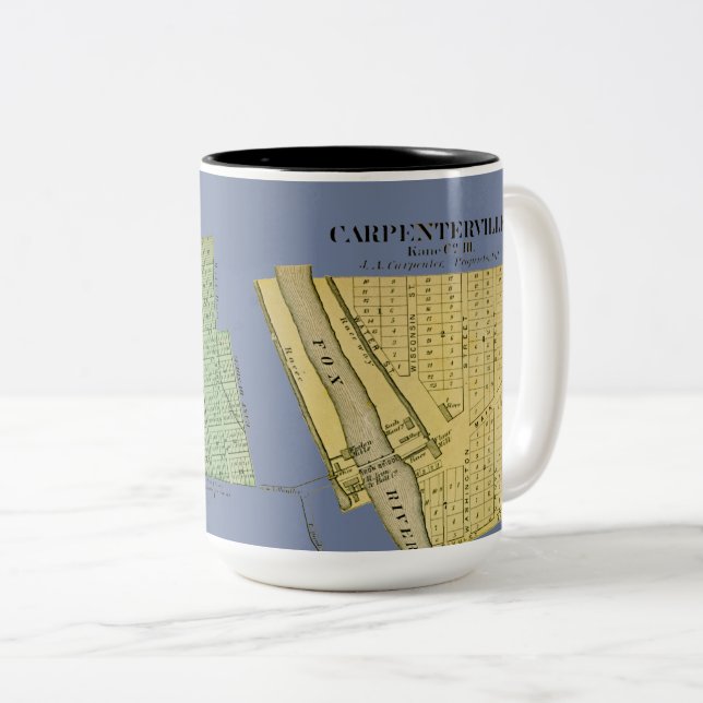 CARPENTERSVILLE DUNDEE ILLINOIS 1871 MAP Two-Tone COFFEE MUG (Front Right)
