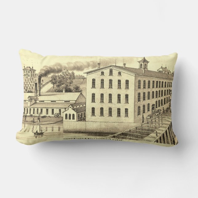 Carpentersville Illinois 1871 Illinois Iron n Bolt Lumbar Cushion (Front)