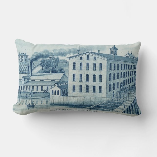 Carpentersville Illinois 1871 Illinois Iron n Bolt Lumbar Cushion (Front)