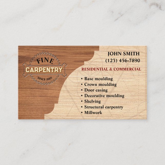 Carpentry Business cards (Front)