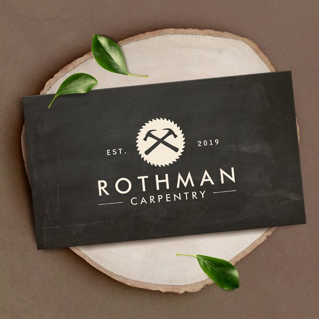 Carpentry Carpenter Hammer and Saw Construction  Business Card (Creator Uploaded)