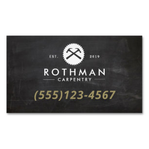 Carpentry Hammer and Saw Construction Business Car Magnetic Business Card