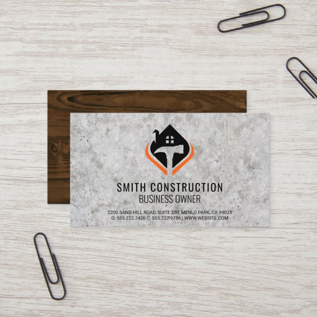 Carpentry Logo | Concrete Wood Business Card (Front/Back In Situ)