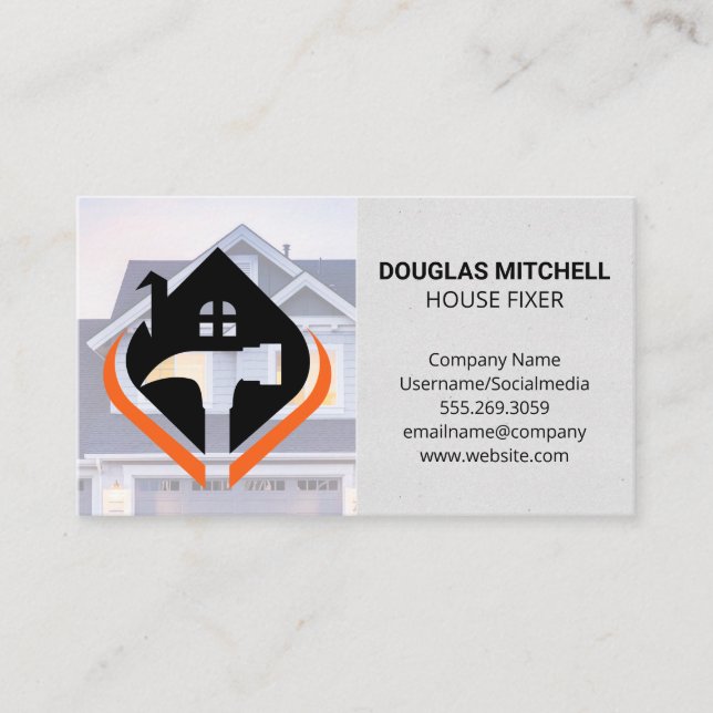 Carpentry Logo | House Hammer Business Card (Front)