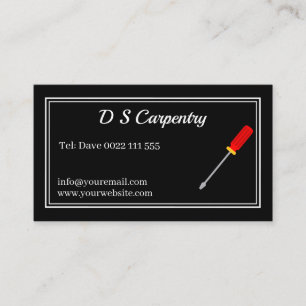 Carpentry Screwdriver Black Business Card