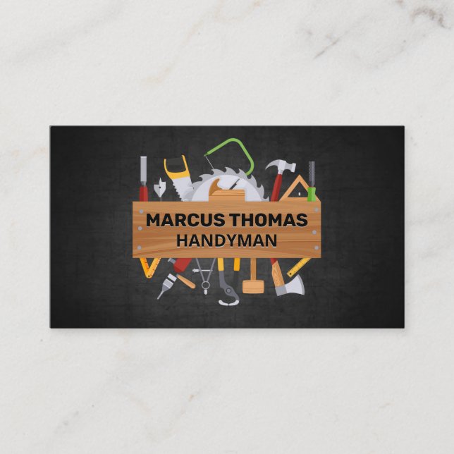 Carpentry Tools | Black Texture Background Appointment Card (Front)