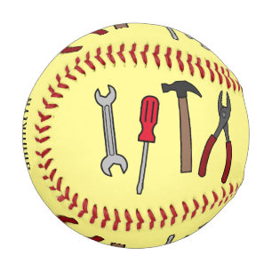 Carpentry tools cartoon illustration baseball