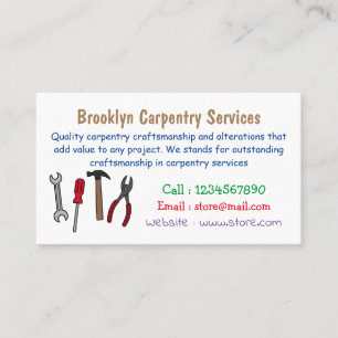 Carpentry tools cartoon illustration business card