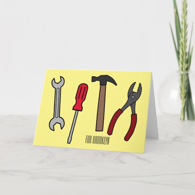 Carpentry tools cartoon illustration  card (Front)