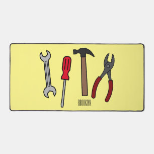 Carpentry tools cartoon illustration  desk mat