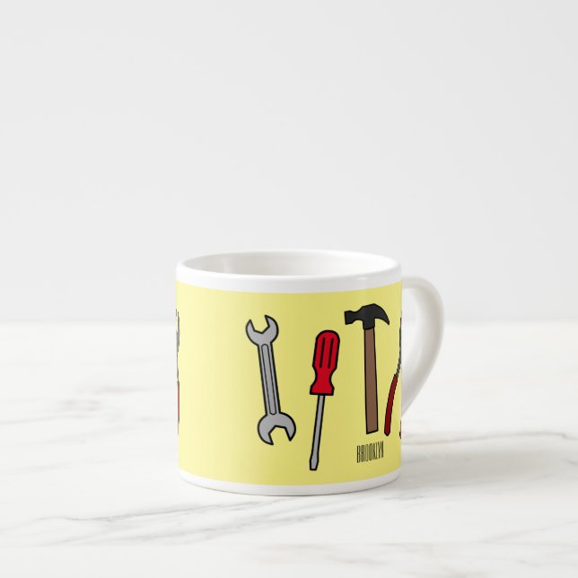 Carpentry tools cartoon illustration  espresso cup (Front Right)