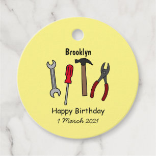 Carpentry tools cartoon illustration favour tags