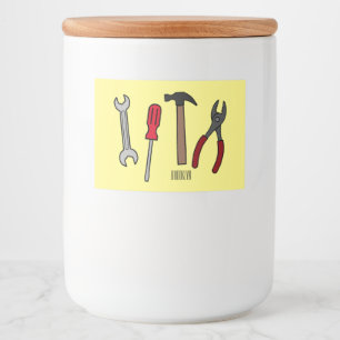Carpentry tools cartoon illustration  food label