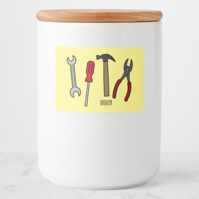 Carpentry tools cartoon illustration  food label (Front)