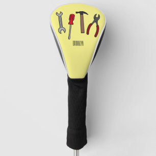 Carpentry tools cartoon illustration golf head cover