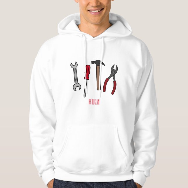 Carpentry tools cartoon illustration  hoodie (Front)