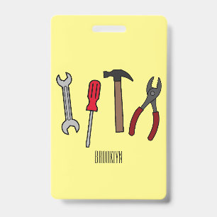 Carpentry tools cartoon illustration ID badge