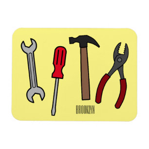 Carpentry tools cartoon illustration magnet