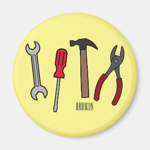 Carpentry tools cartoon illustration  magnet