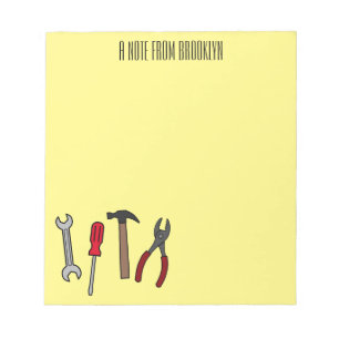 Carpentry tools cartoon illustration notepad