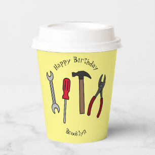 Carpentry tools cartoon illustration paper cups