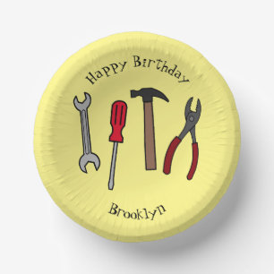 Carpentry tools cartoon illustration paper plate
