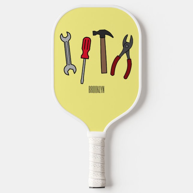 Carpentry tools cartoon illustration  pickleball paddle (Front)