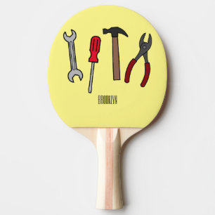 Carpentry tools cartoon illustration  ping pong paddle