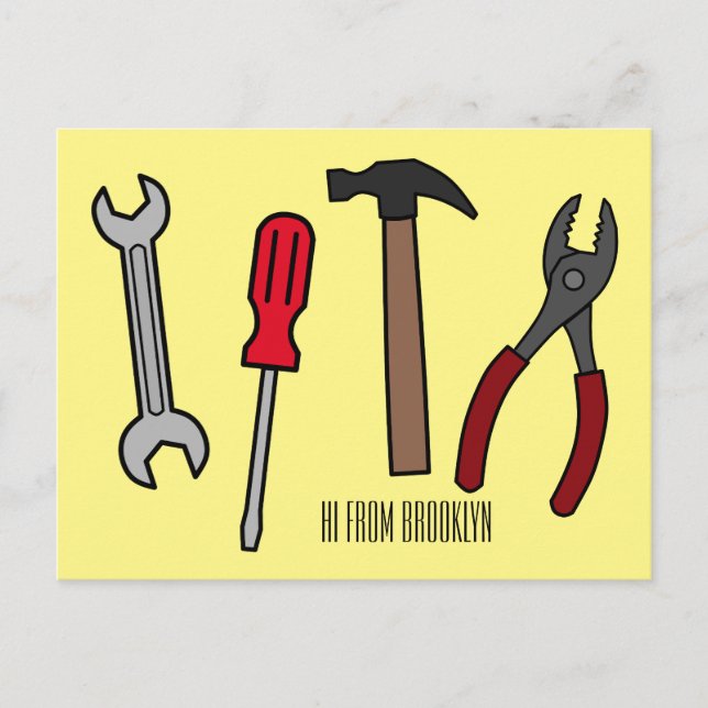 Carpentry tools cartoon illustration  postcard (Front)