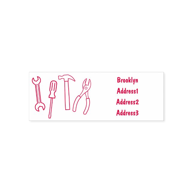 Carpentry tools cartoon illustration self-inking stamp (Design)