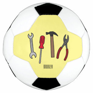 Carpentry tools cartoon illustration  soccer ball