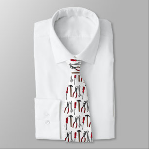 Carpentry tools cartoon illustration tie