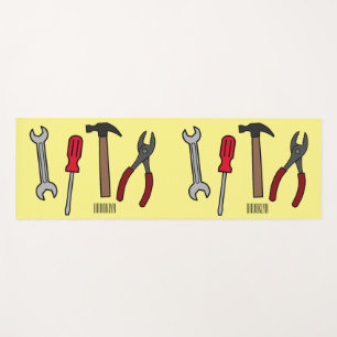 Carpentry tools cartoon illustration yoga mat