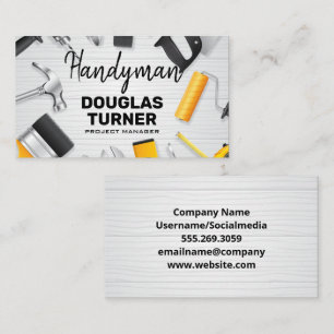 Carpentry Tools on Table Business Card