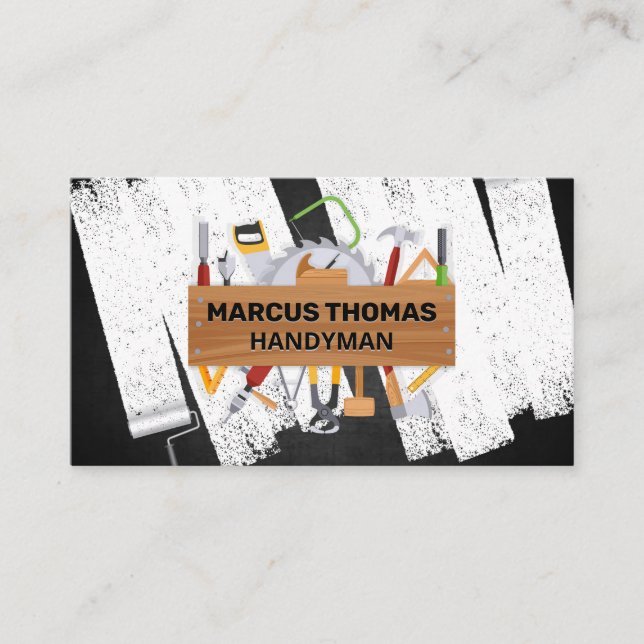 Carpentry Tools | Painted Black Texture Background Appointment Card (Front)