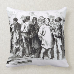 Carpet Baggers, late 1860s (engraving) (b/w photo) Cushion