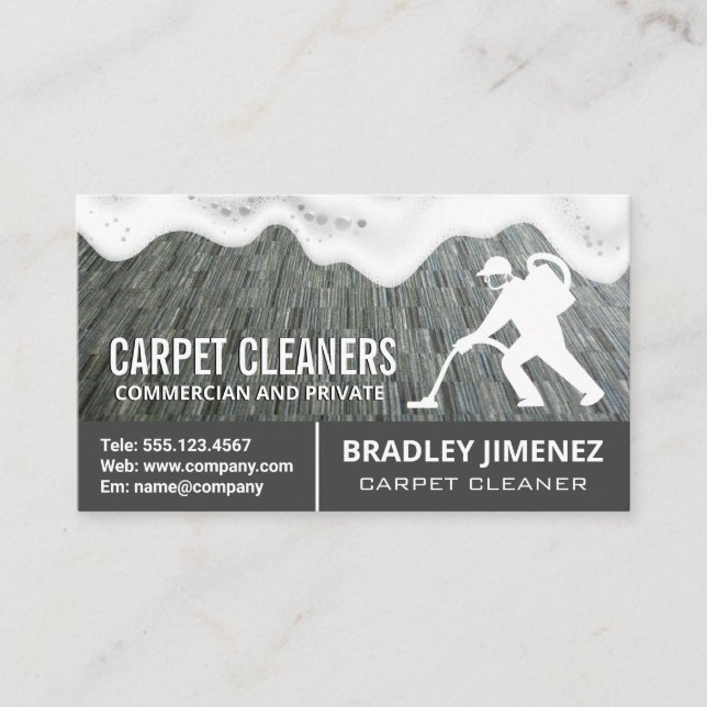 Carpet Cleaner Logo | Carpet Rug | Soap Suds Business Card (Front)