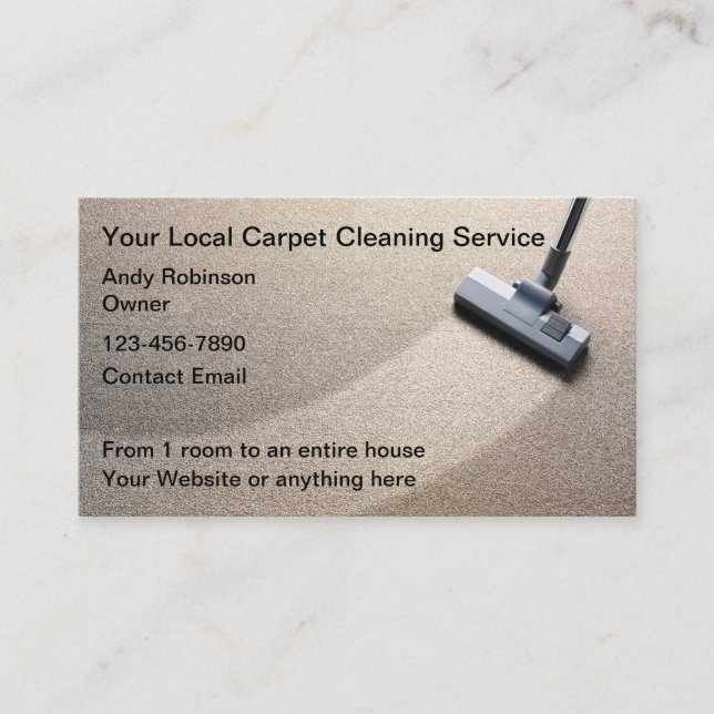 Carpet Cleaning Service Budget Business Cards (Front)