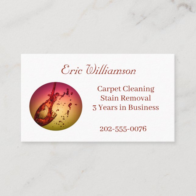 Carpet Cleaning Stain Removal Business Card (Front)