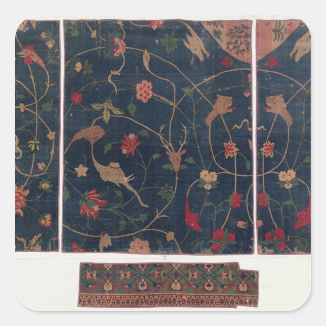 Carpet decorated with animals square sticker (Front)