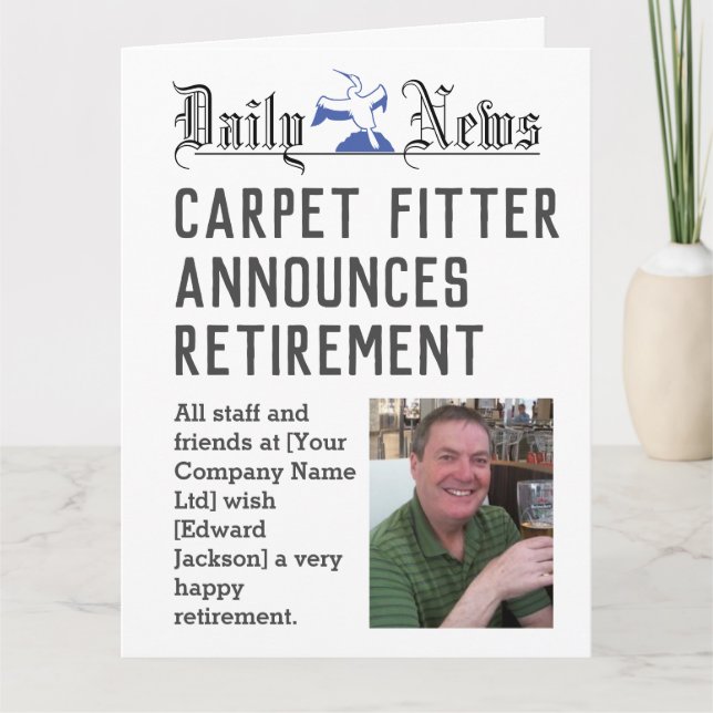 Carpet Fitter Retirement Card to Personalise (Front)