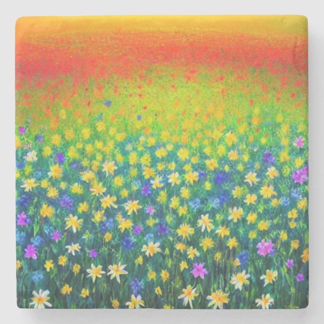 Carpet of Many Colours Marble Coaster (Front)