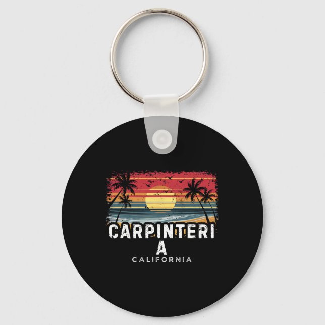 Carpinteria Beach California Surfboard Beach  Key Ring (Front)