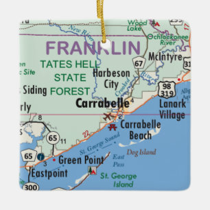 Carrabelle Florida Map Ceramic Ornament