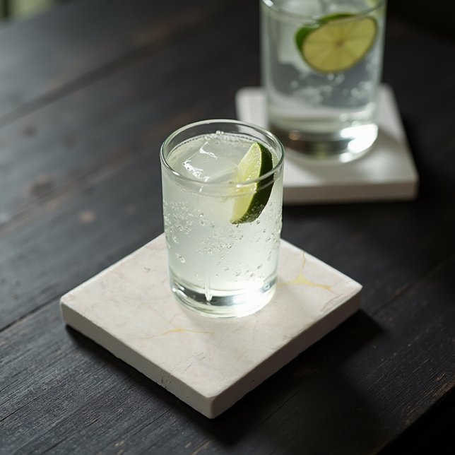 Carrara Gold Marble Abstract - Luxe Veins Stone Coaster (Luxe sophistication for your home. Carrara Gold Marble coasters with elegant veins.)