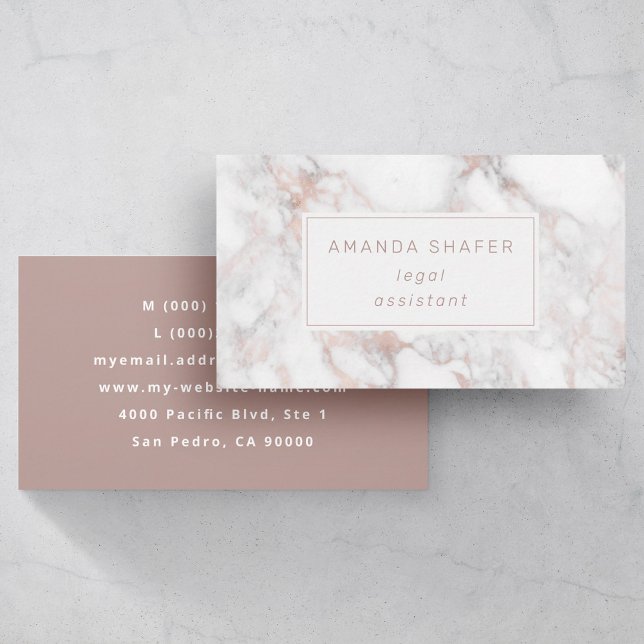 Carrara Marble Faux Rose Gold Business Card (Creator Uploaded)