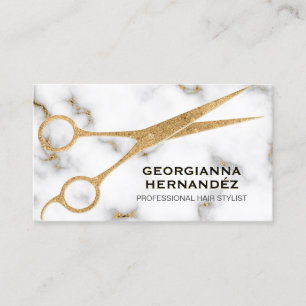 Carrara Marble Grey & Gold Hairstylist Business Card