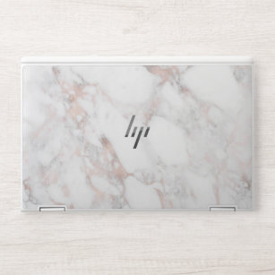Carrara Marble with Faux Rose Gold HP Laptop Skin