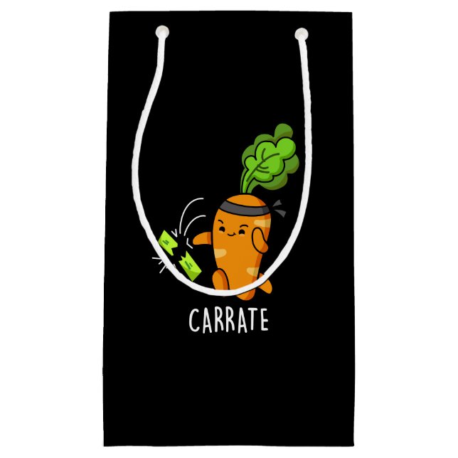 Carrate Funny Carrot Karate Pun Dark BG Small Gift Bag (Front)